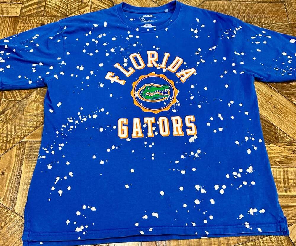 Pressbox Florida Gators T-Shirt Medium Blue Bleach Splatter Graphic